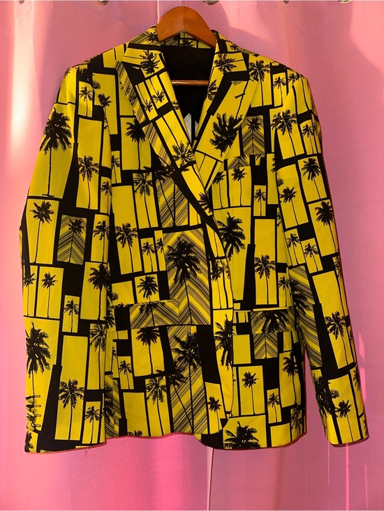 Versace Other - Versace Black and Yellow Palm-Print Blazer